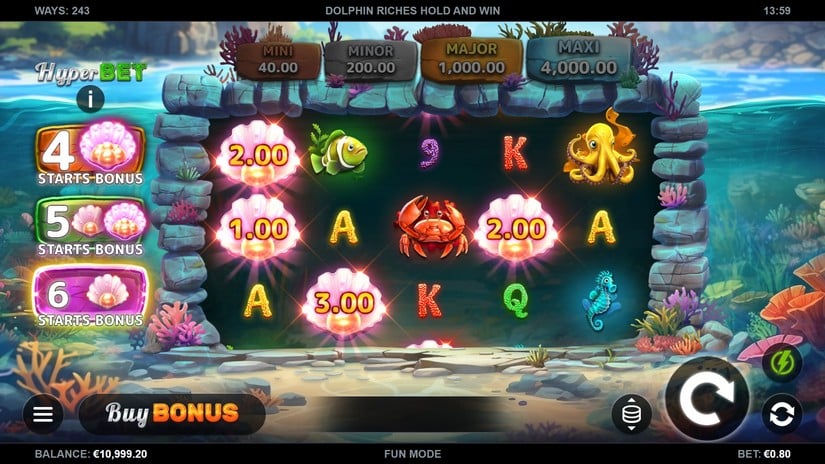 Dolphin Riches Hold and Win slot screen 2
