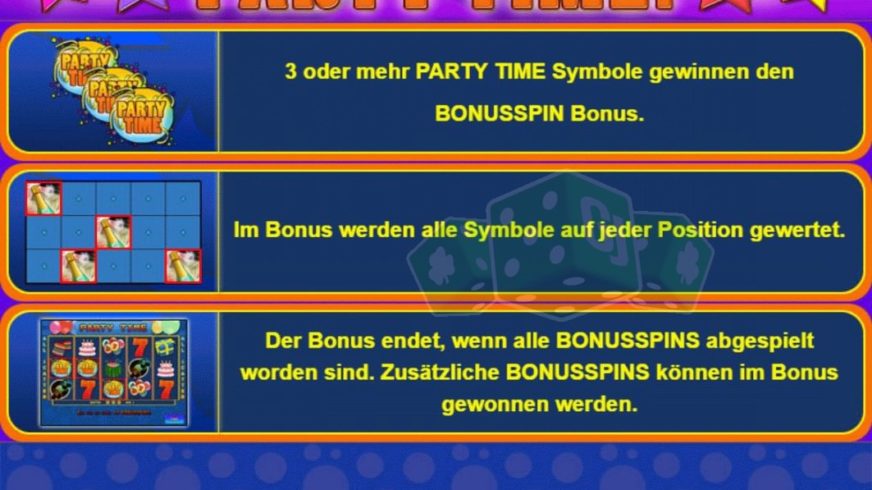 Party Time slot screen 2