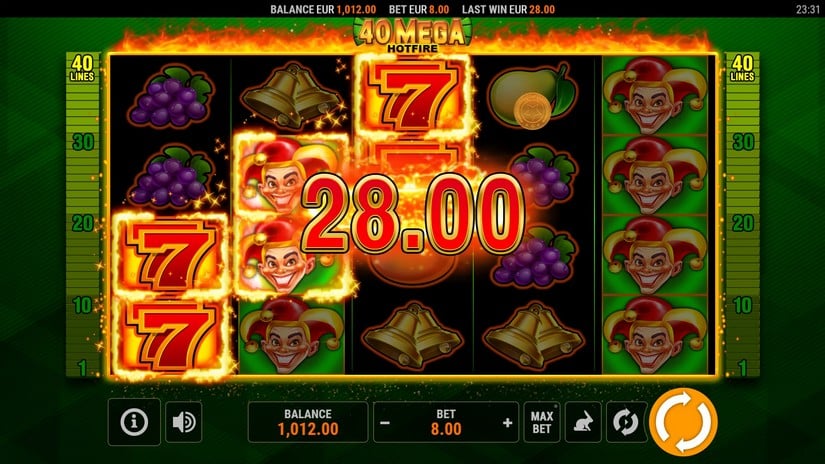 40 Mega Hotfire slot screen 3