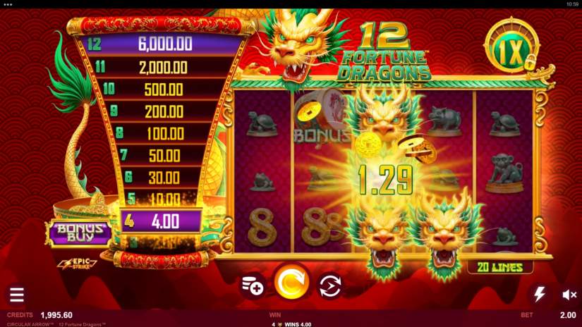 12 Fortune Dragons slot screen 3