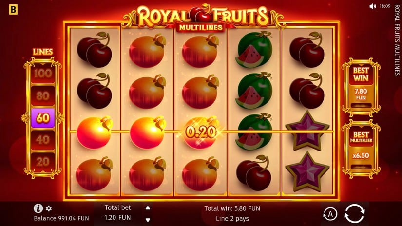 Royal Fruits MultiLines slot screen 4