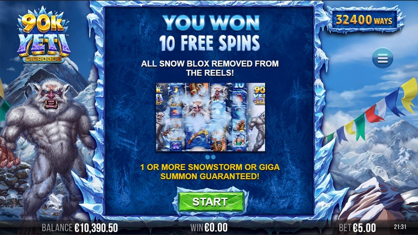 90K Yeti Gigablox slot screen 4