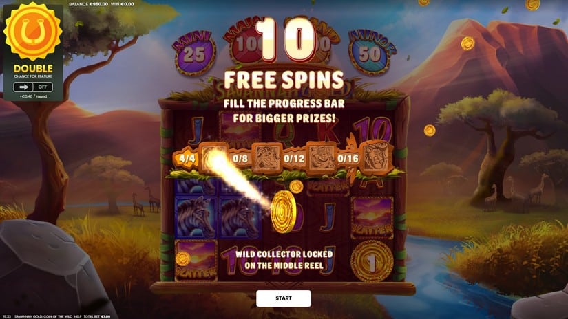 Savannah Gold Coin of the Wild slot screen 2