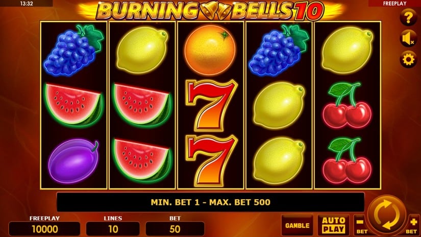 Burning Bells 10 slot screen 1