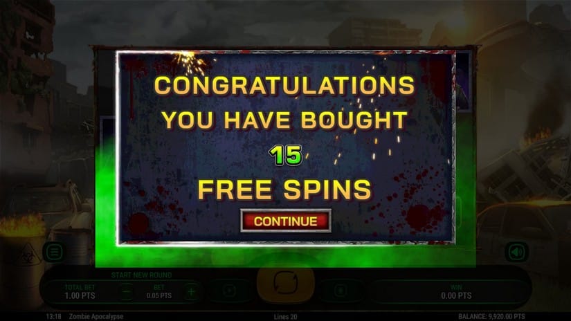Zombie Apocalypse slot screen 3