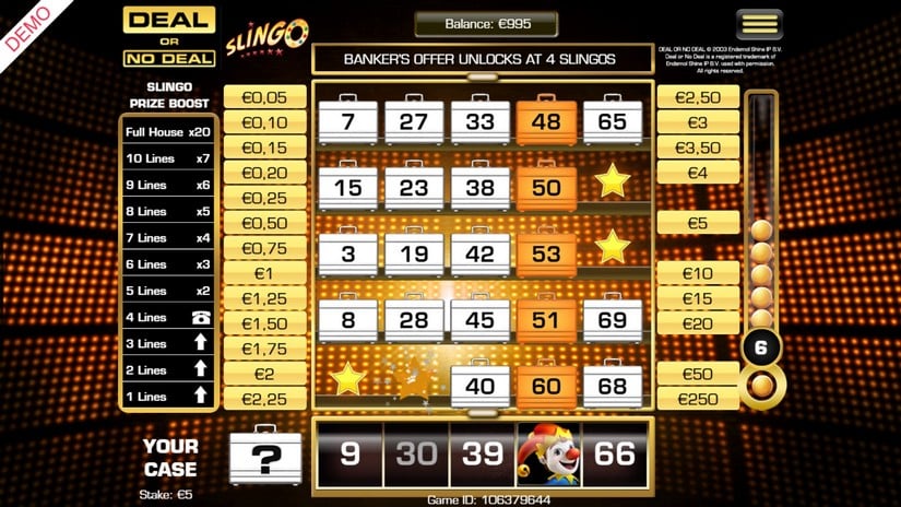 Deal Or No Deal Slingo slot screen 3