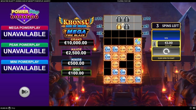 Mega Fire Blaze: Khonsu God of Moon Powerplay Jackpot slot screen 5