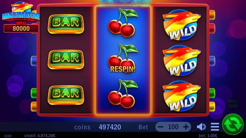 Maximator slot screen 3