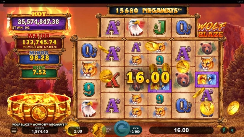 Wolf Blaze WOWPOT! Megaways slot screen 3