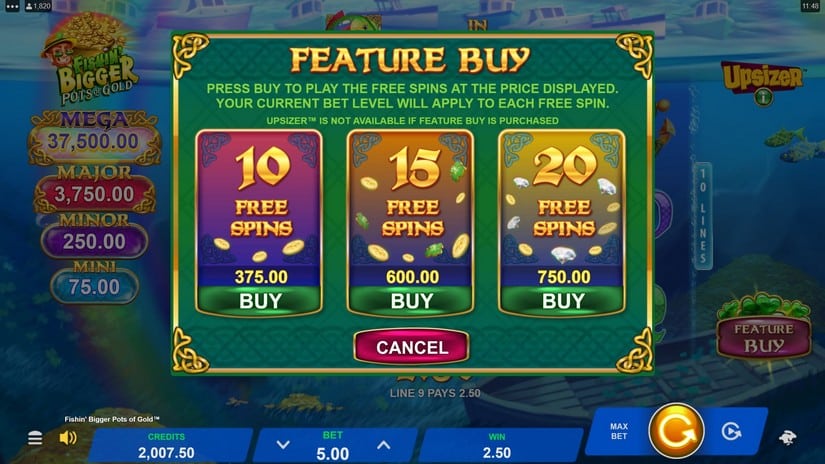 Fishin’ Bigger Pots of Gold slot screen 2