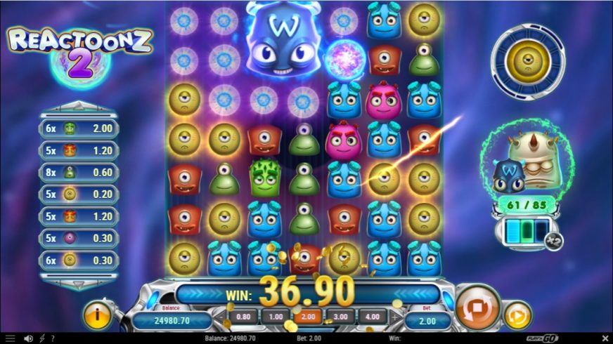 Reactoonz 2 slot screen 4