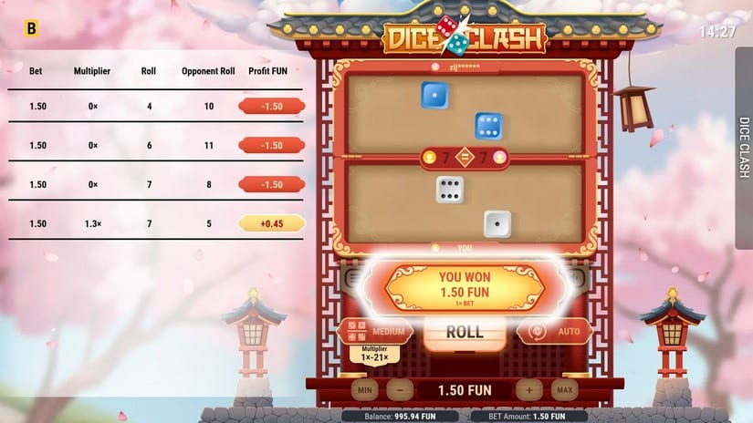 Dice Clash slot screen 3