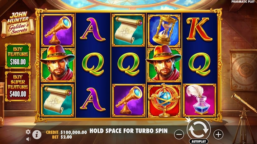 John Hunter and Galileo’s Secrets slot screen 1
