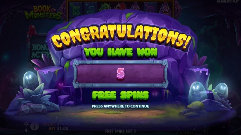 Book of Monsters slot screen 4