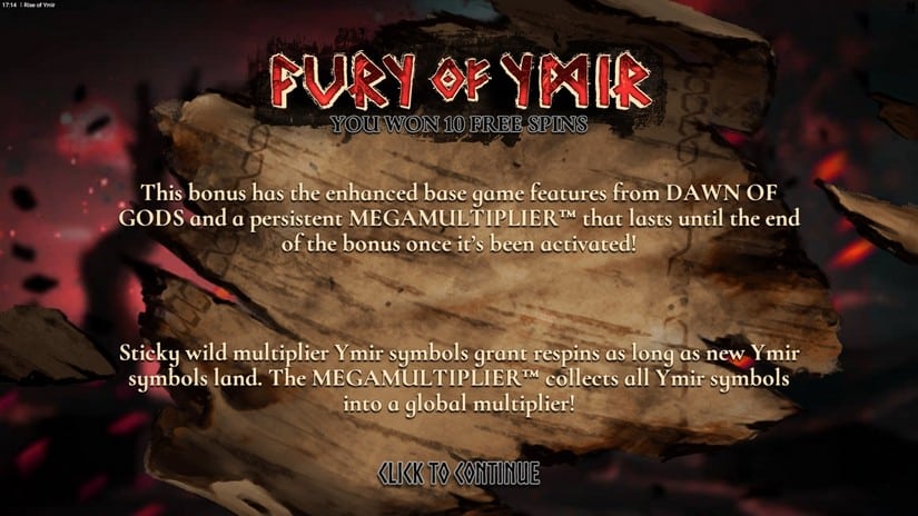 Rise of Ymir slot screen 3