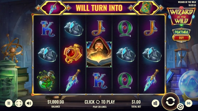 Wizard of the Wild slot screen 1