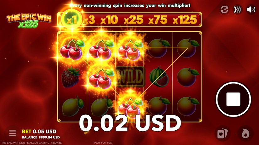 The Epic Win x125 slot screen 2