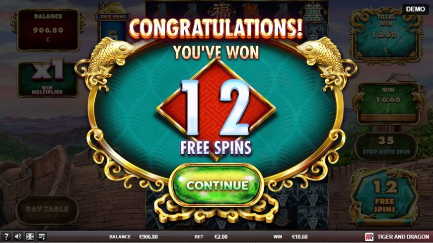 Tiger and Dragon slot screen 4