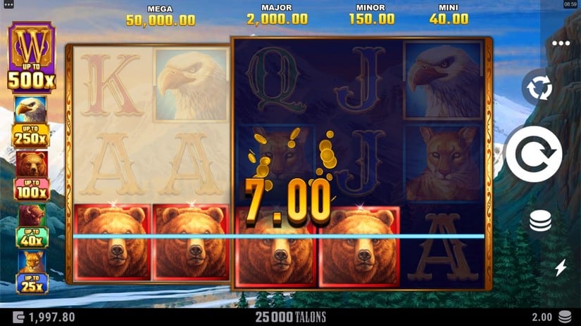 25000 Talons slot screen 2