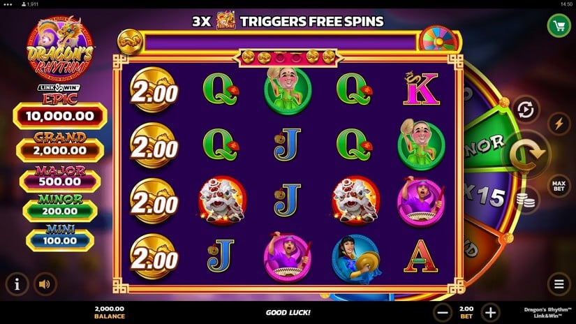 Dragon’s Rhythm Link&Win slot screen 1