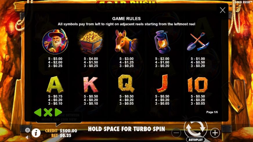 Gold Rush slot screen 2
