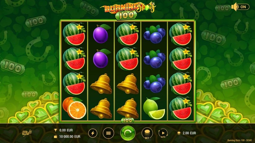 Burning Slots 100 slot screen 1