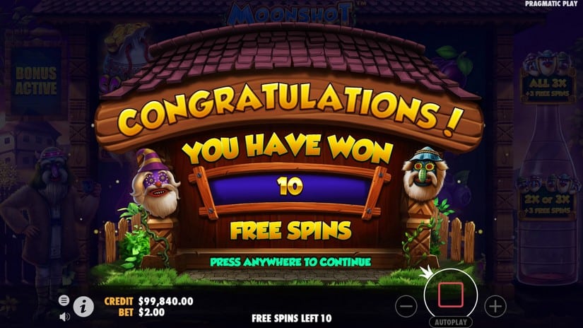 Moonshot slot screen 3