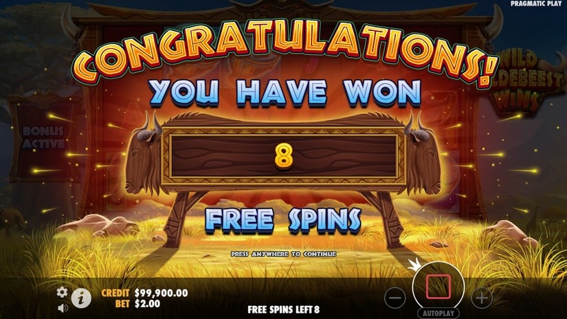 Wild Wildebeest Wins slot screen 3