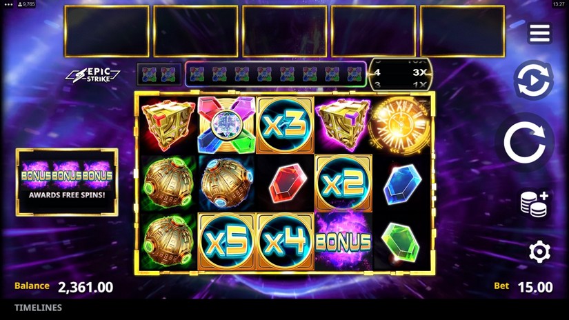 Timelines slot screen 1
