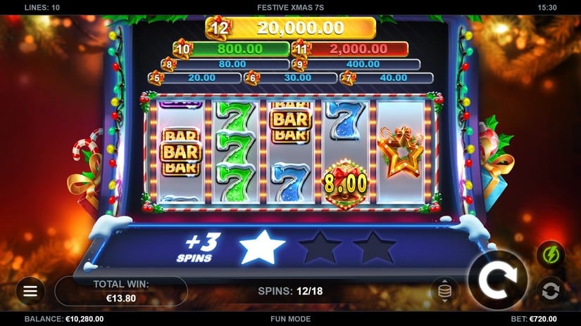 Festive Xmas 7s slot screen 5