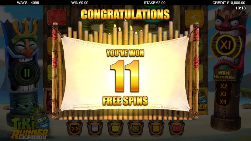 Tiki Runner GigaBlox slot screen 2