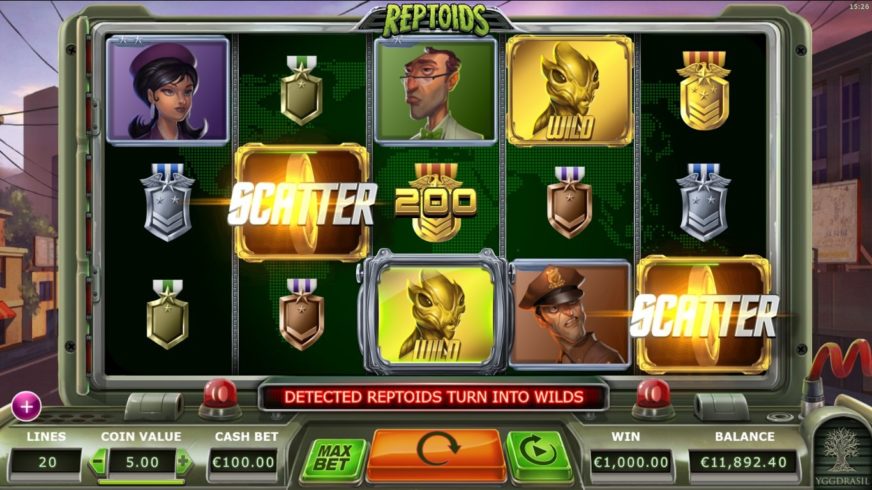 Reptoids slot screen 2