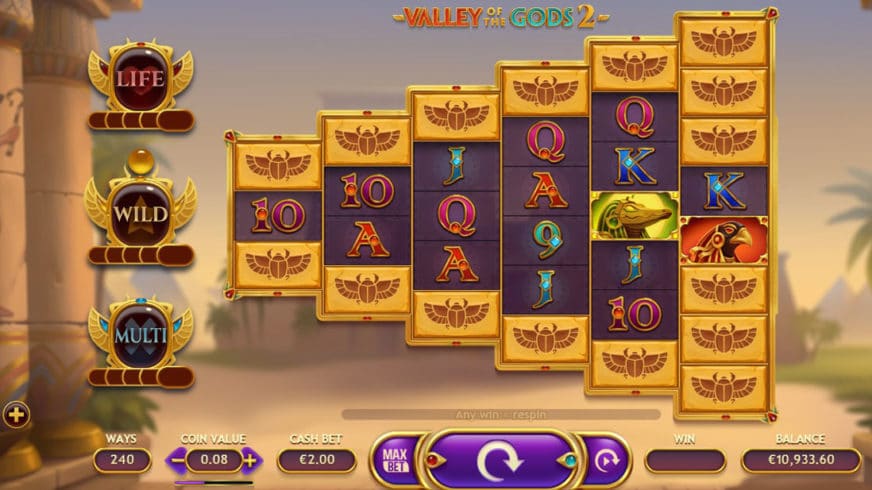 Valley of the Gods 2 slot screen 1