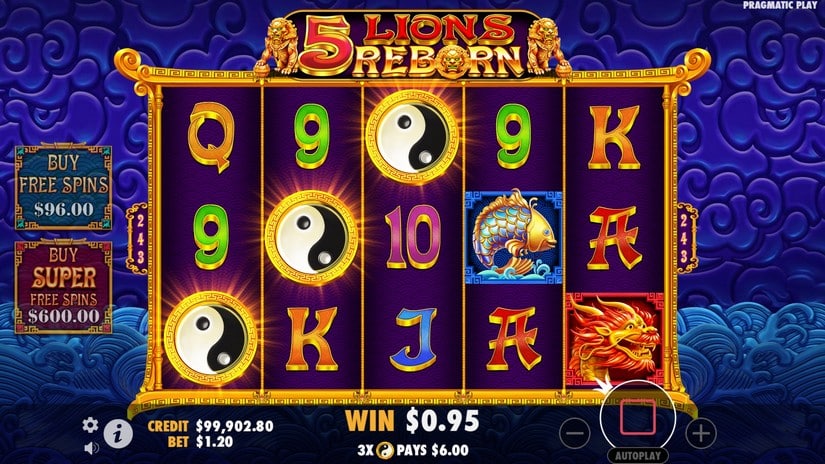 5 Lions Reborn slot screen 2