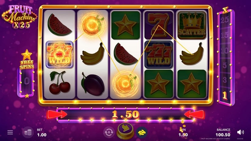 Fruit Machine x25 slot screen 2