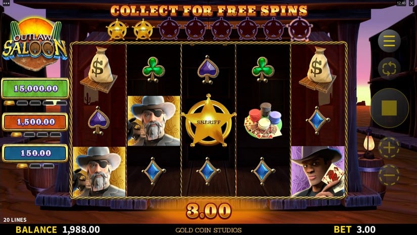 Outlaw Saloon slot screen 2