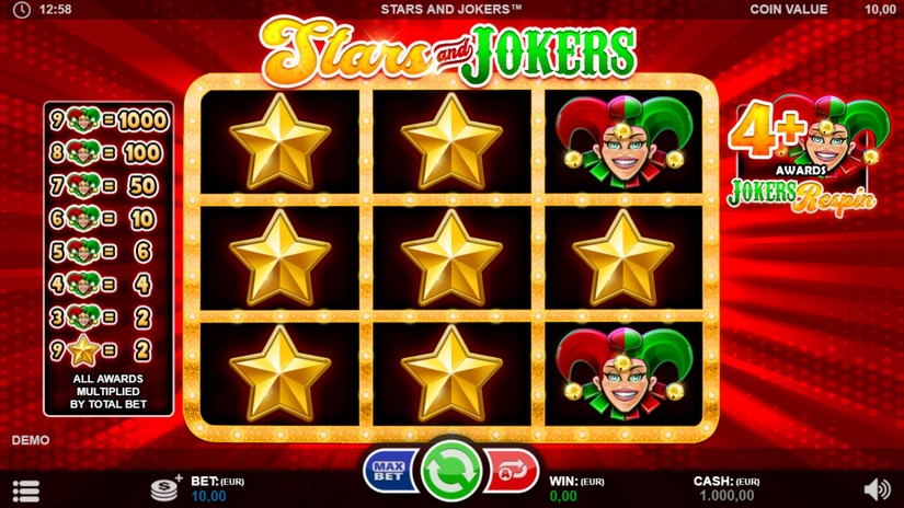 Stars and Jokers slot screen 1