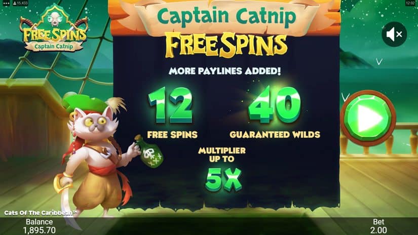 Cats of the Caribbean slot screen 4