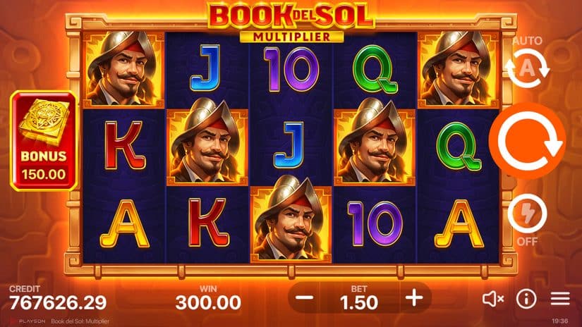 Book del Sol: Multiplier slot screen 1