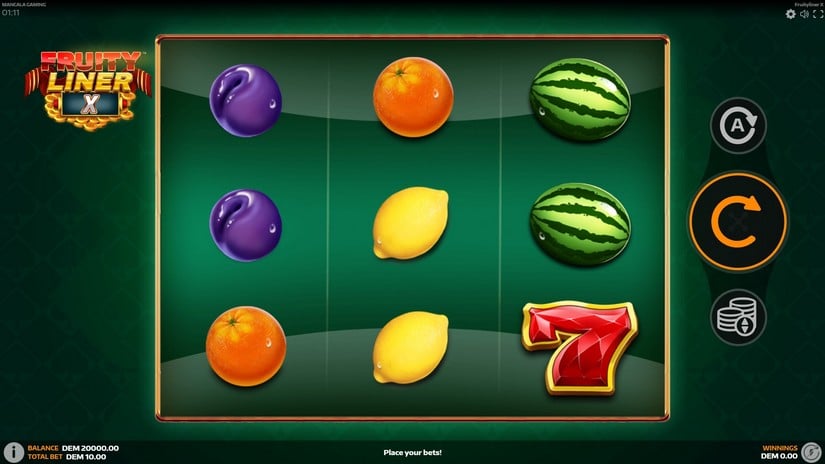 Fruityliner X slot screen 1