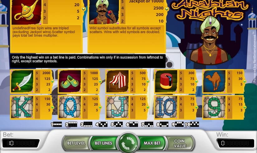 Arabian Nights slot screen 2