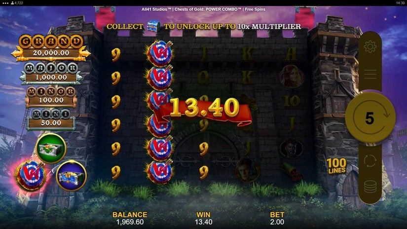 Chests of Gold Power Combo slot screen 3