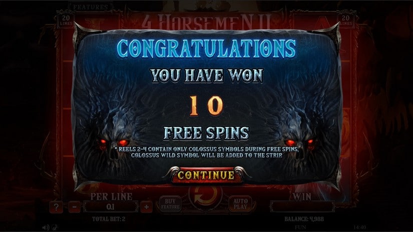 4 Horsemen 2 slot screen 3