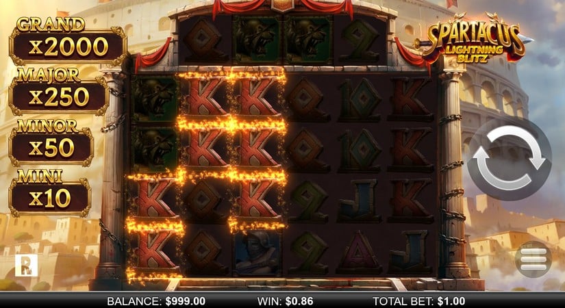 Spartacus Lightning Blitz slot screen 2