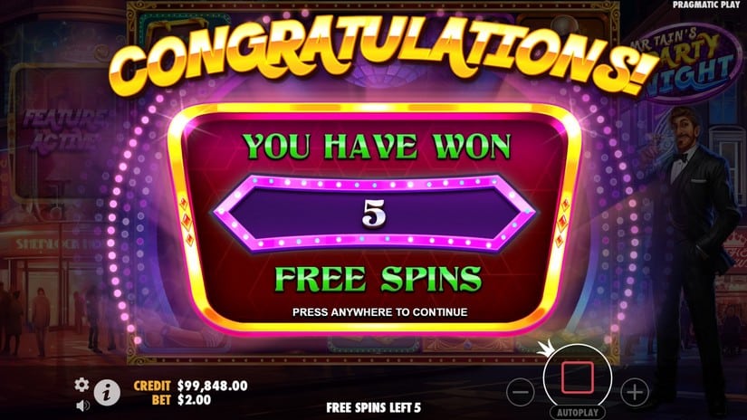 Mr Tain’s Party Night slot screen 3