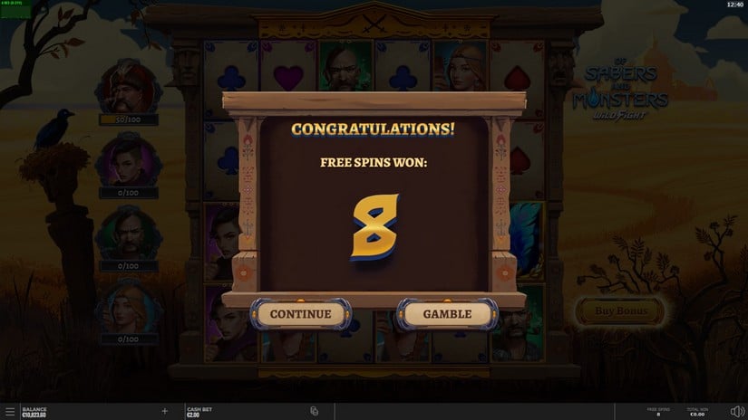 Of Sabers and Monsters slot screen 3