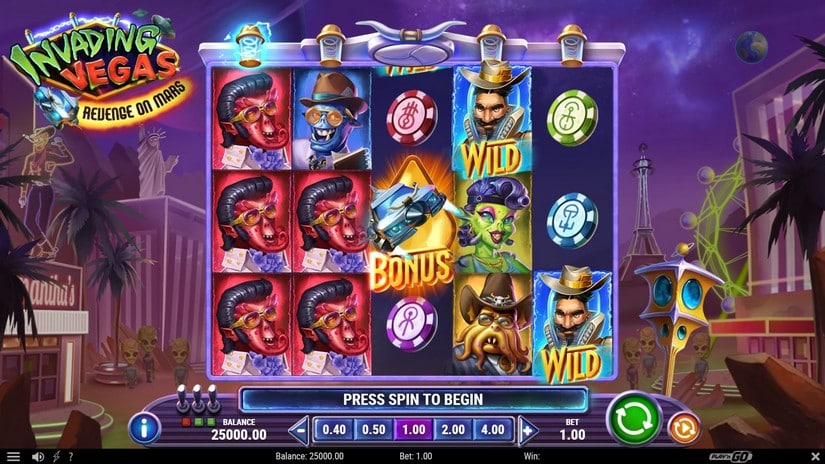 Invading Vegas Revenge on Mars slot screen 1