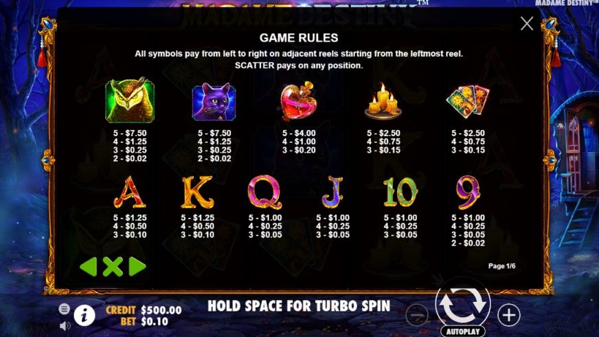 Madame Destiny slot screen 3