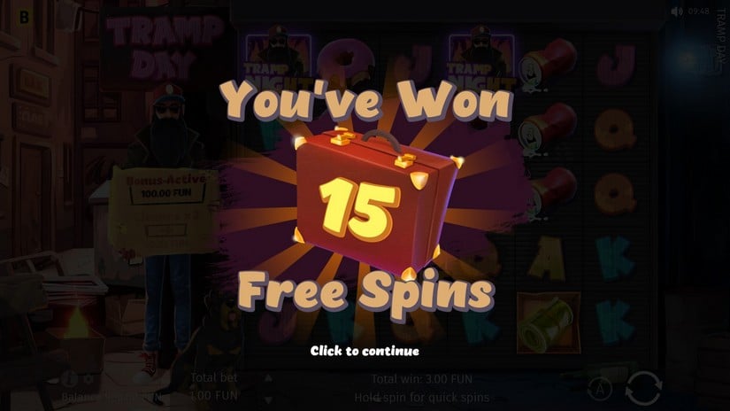 Tramp Day slot screen 2