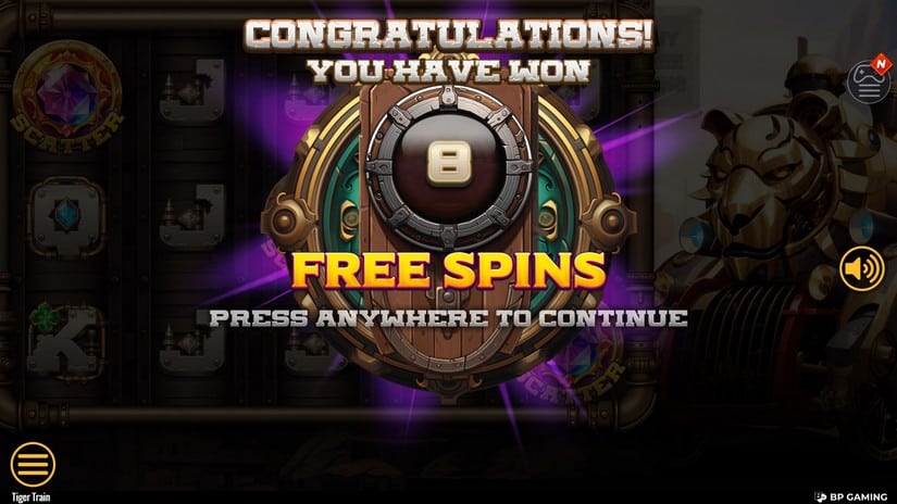 Tiger Train slot screen 3